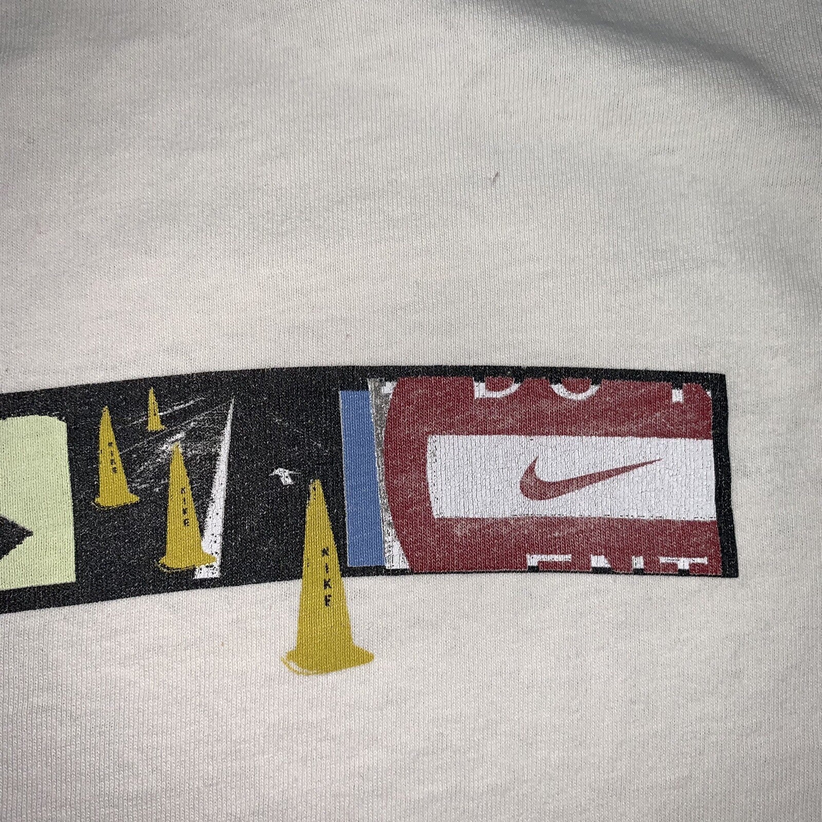 Nike Vintage T Shirt Mens White Small Y2K Silver Skateboard Cone Surf Ocean