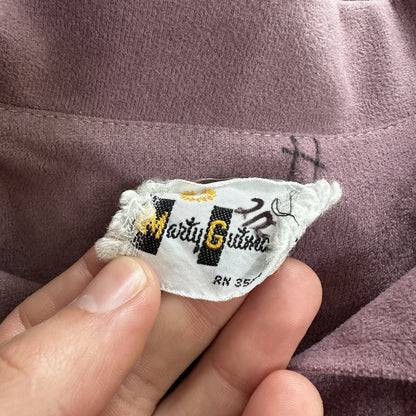 VTG Marty Gutmacker Soft Purple Button Down Shirt Disco Blouse Rockabilly 60s