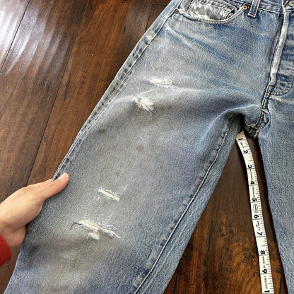 Levis Vintage 80s Redline Selvedge USA 501 XX Jeans Light Wash 31x33 Act 28x29