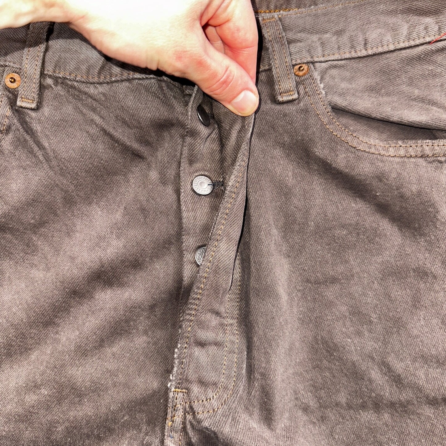 Levis 501 Vintage 90s USA XX Straight Leg Jeans Overdyed Brown 36x30 Act 33x29