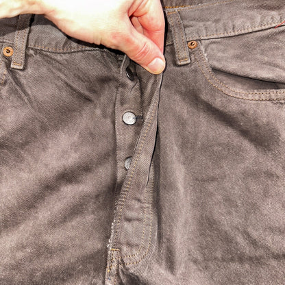 Levis 501 Vintage 90s USA XX Straight Leg Jeans Overdyed Brown 36x30 Act 33x29