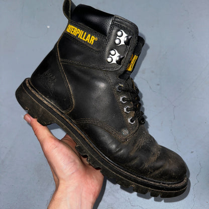 Caterpillar Men's Second Shift Work Boot Soft Toe Black Leather Size 8.5 CAT