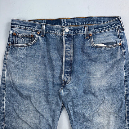 Levis 501 Vintage 90s USA XX Straight Leg Jeans Blue Med Wash 42x32 Act 38x27
