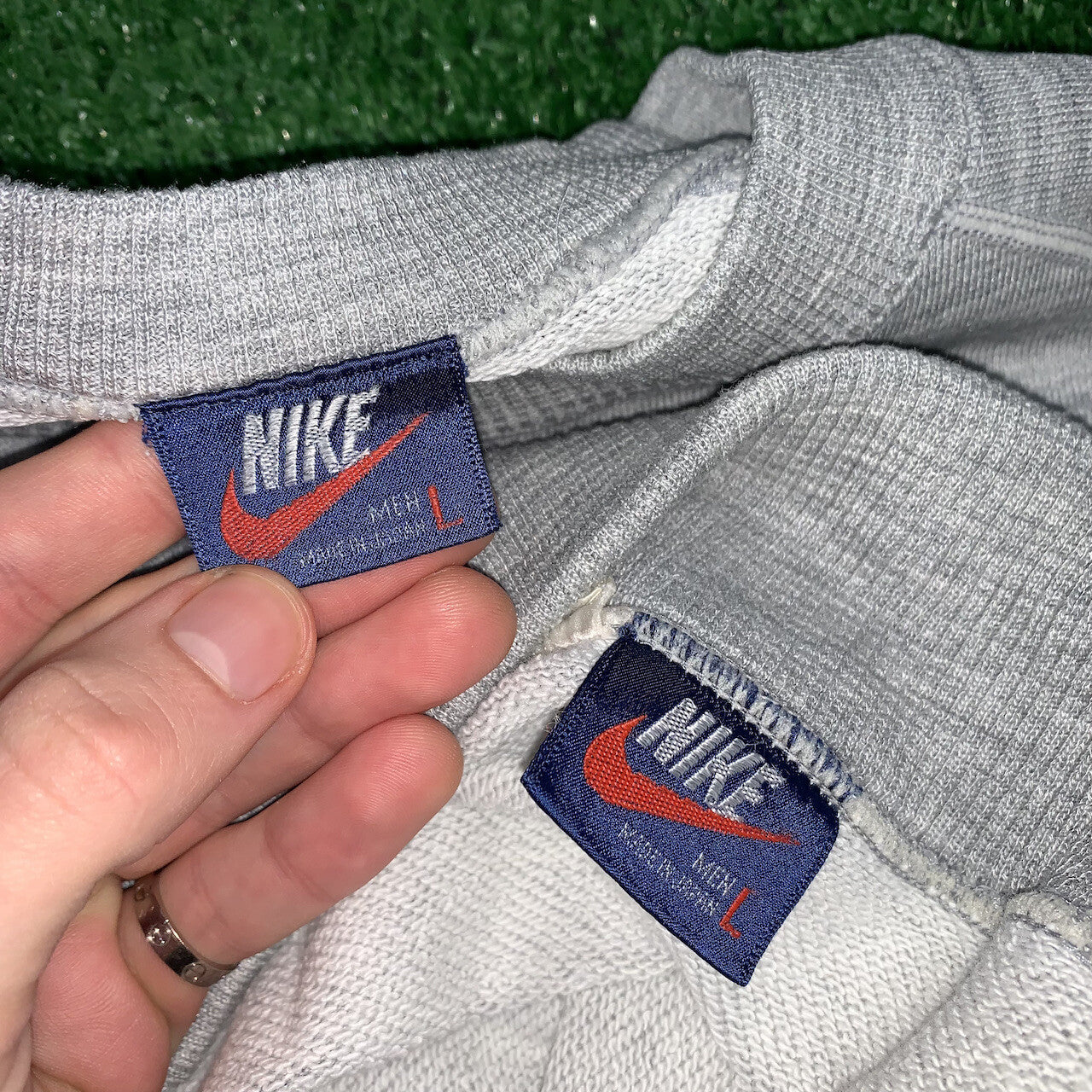 Nike Vintage Sweatshirt Gray Jumper Sweatpants Set Gray Tonal Center Swoosh 80s