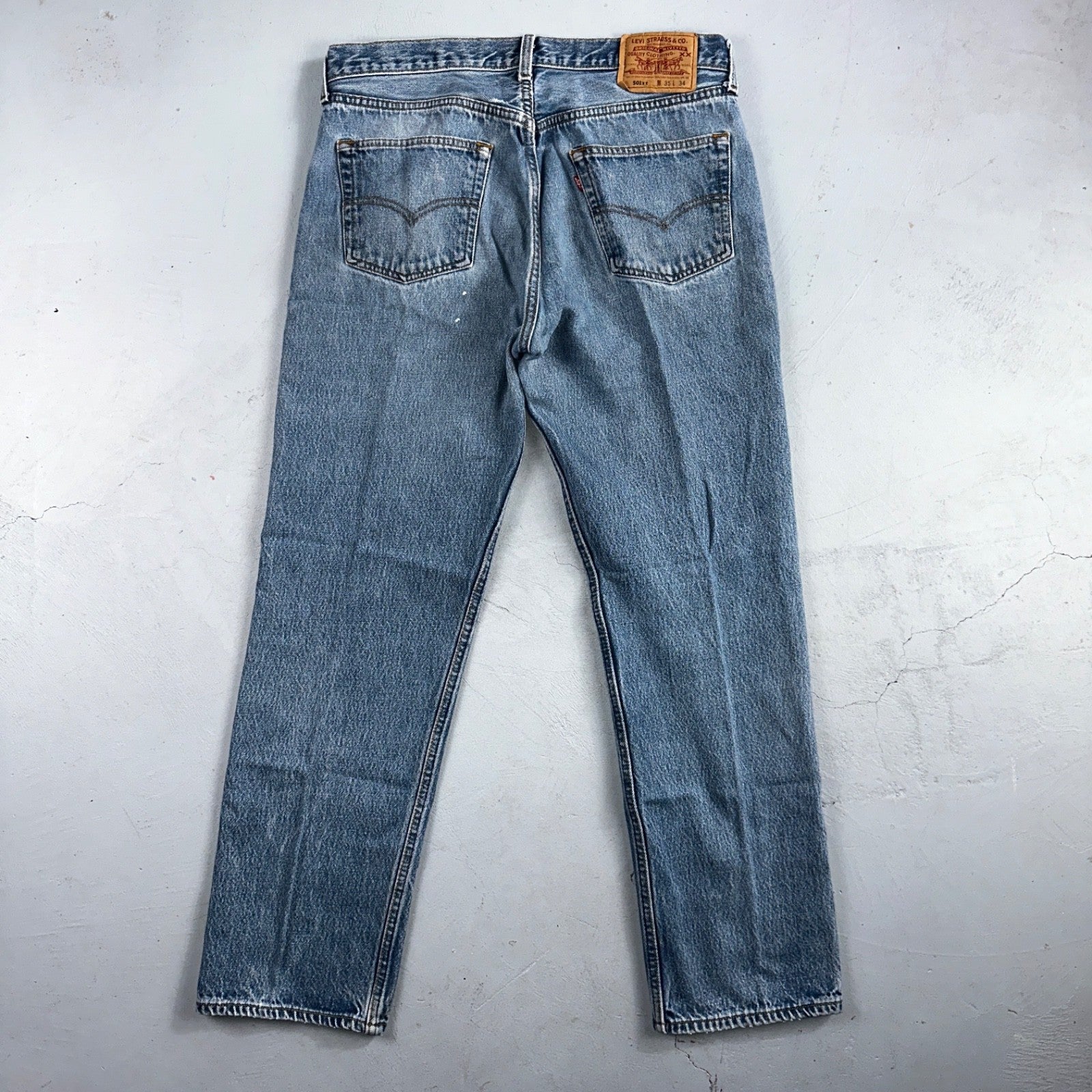 Levis 501 Vintage 90s USA XX Straight Leg Jeans Blue Light Wash 35x34 Act 33x30