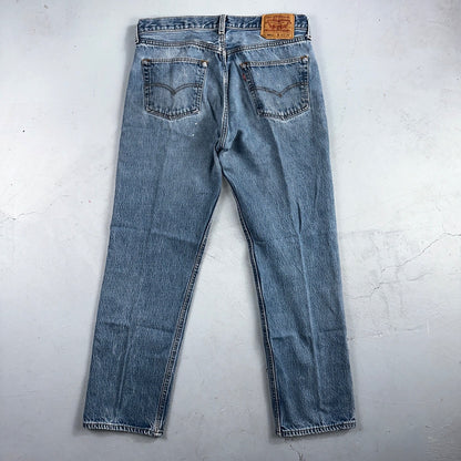 Levis 501 Vintage 90s USA XX Straight Leg Jeans Blue Light Wash 35x34 Act 33x30