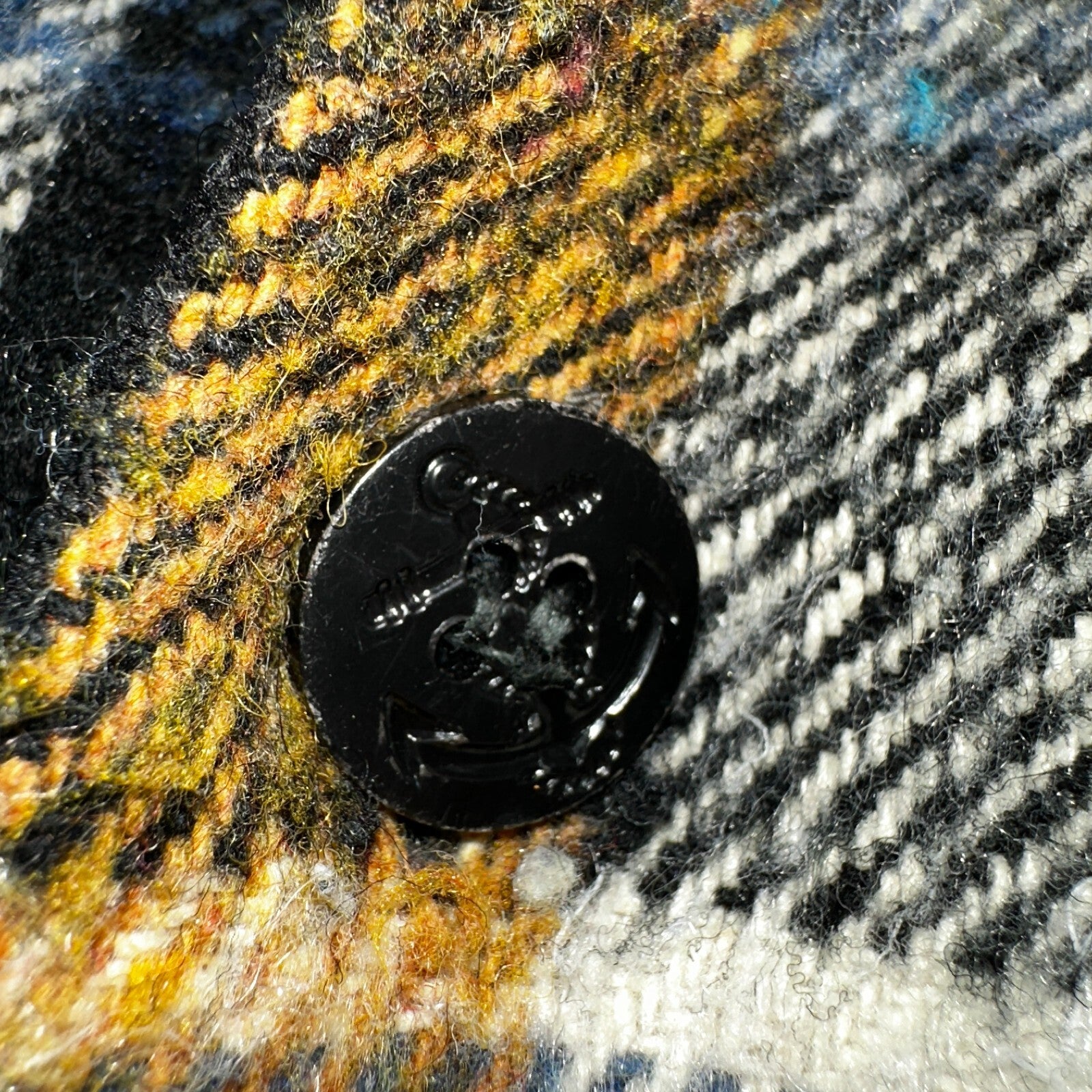 Vintage Triton 70s Sportswear Mens Black Plaid Wool Tartan Work Jacket Navy USN