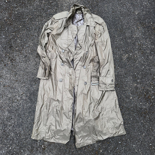 VTG 1958 US Army Mans Raincoat Nylon Taupe Shade 179 Military Uniform Mens 38L
