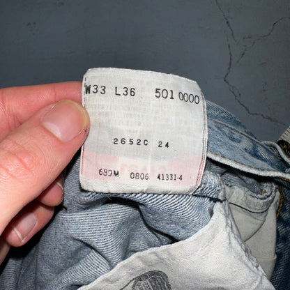 Levis 501 Vintage Y2K XX Straight Leg Jeans 33x36 Light Wash 2000s Act 31x32