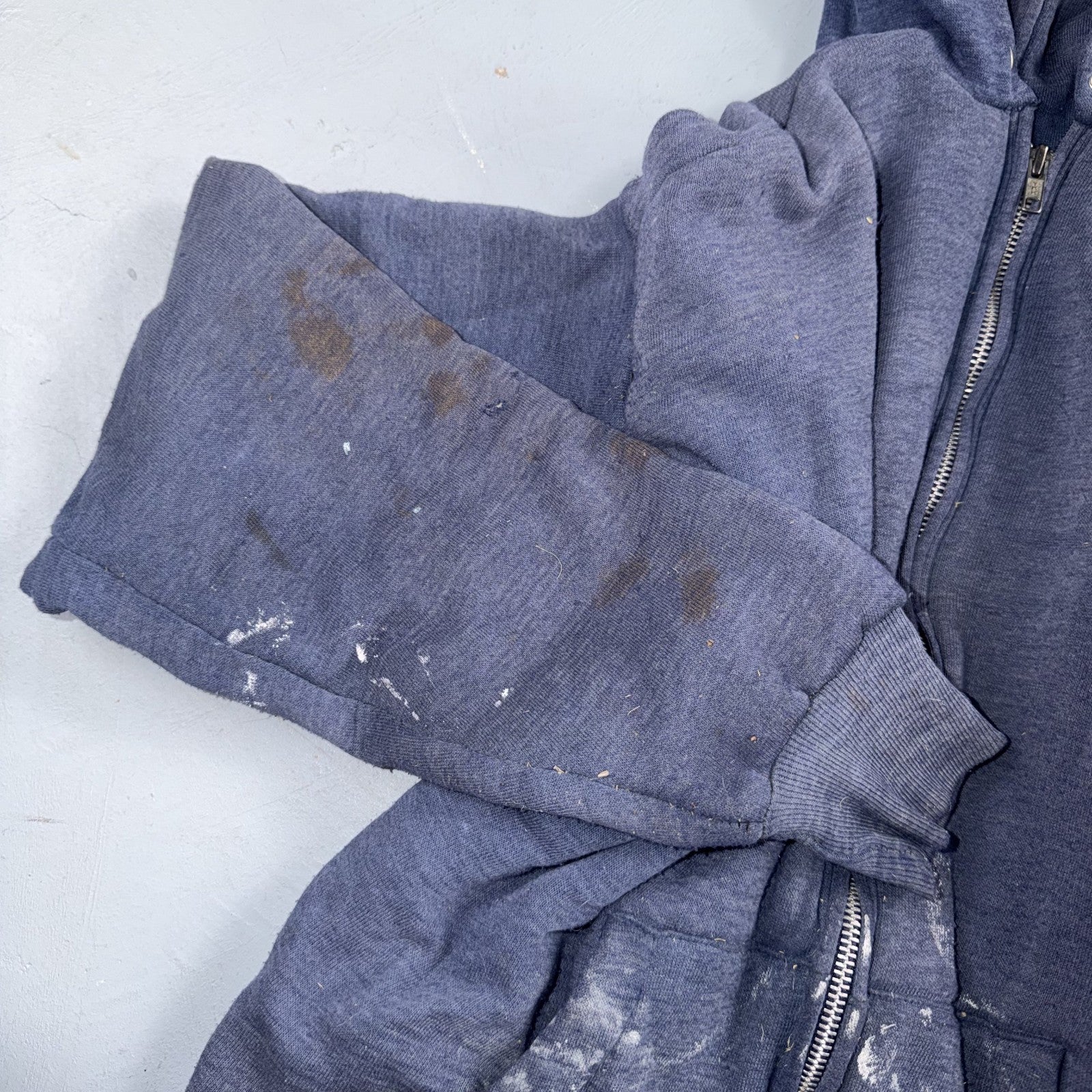 Blue Healthknit Zip Up Hoodie Vintage 80s 90s Thermal Lined USA 2XL Thrashed