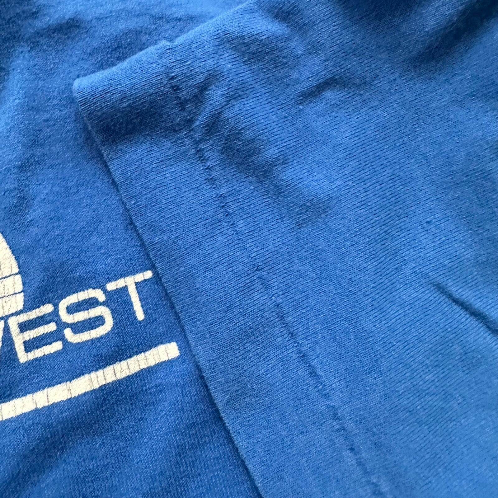 Hanes XL 50/50 Vintage T Shirt Rockwest Oregon PDX Blue Single Stitch Thrashed