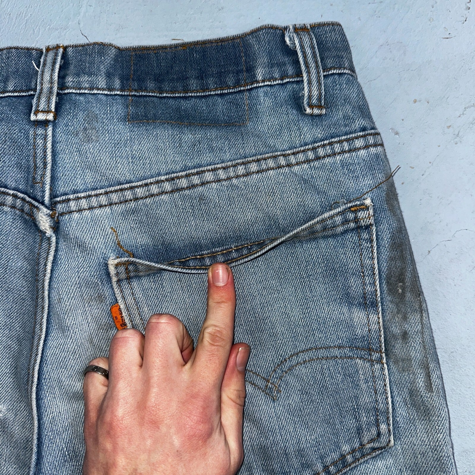 Levis 517 Vintage 80s USA Orange Tab Bootcut Flare Blue Jeans Talon Act 30x29