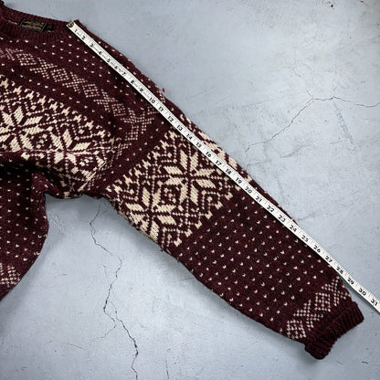 Eddie Bauer Vintage 90s Womens Large Wool Nordic Fair Isle Pullover Sweater