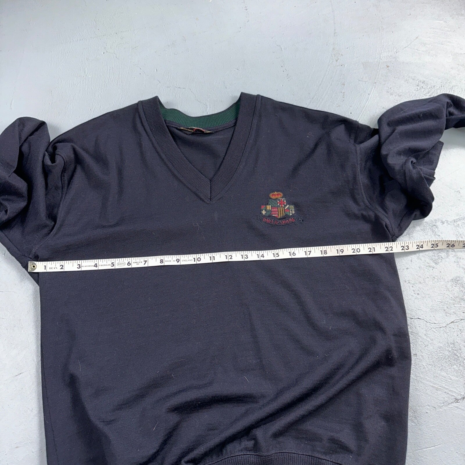 Paul & Shark Yachting Men’s Sweater Navy Patch Pullover Size L Wool V Neck