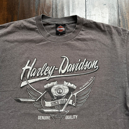Harley Davidson USA Motorcycle Vintage Style T Shirt Kauai Hawaii Skulls