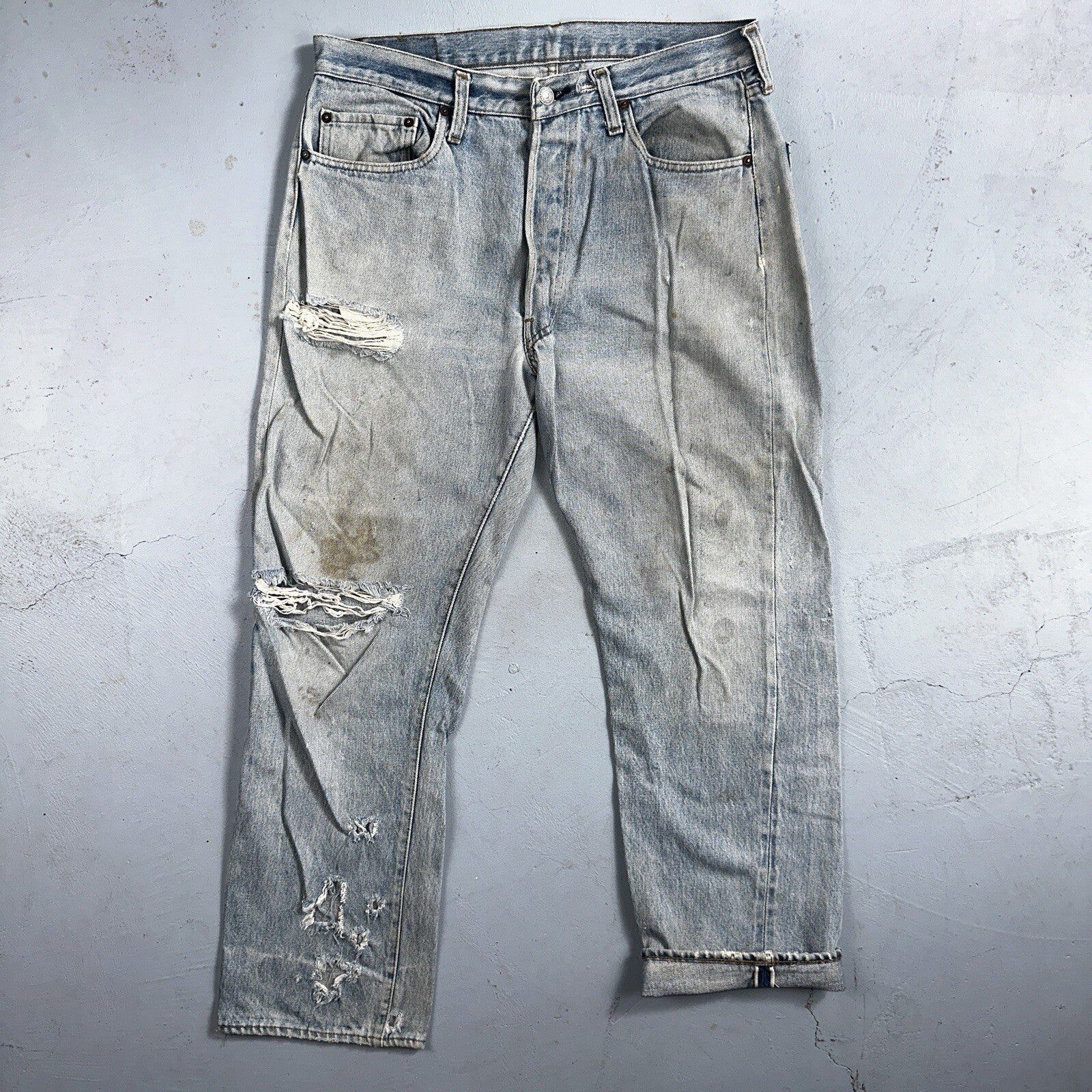 Levis 501 Vintage 80s Redline Selvedge USA XX Jeans Light Wash 36x31 Act 33x28