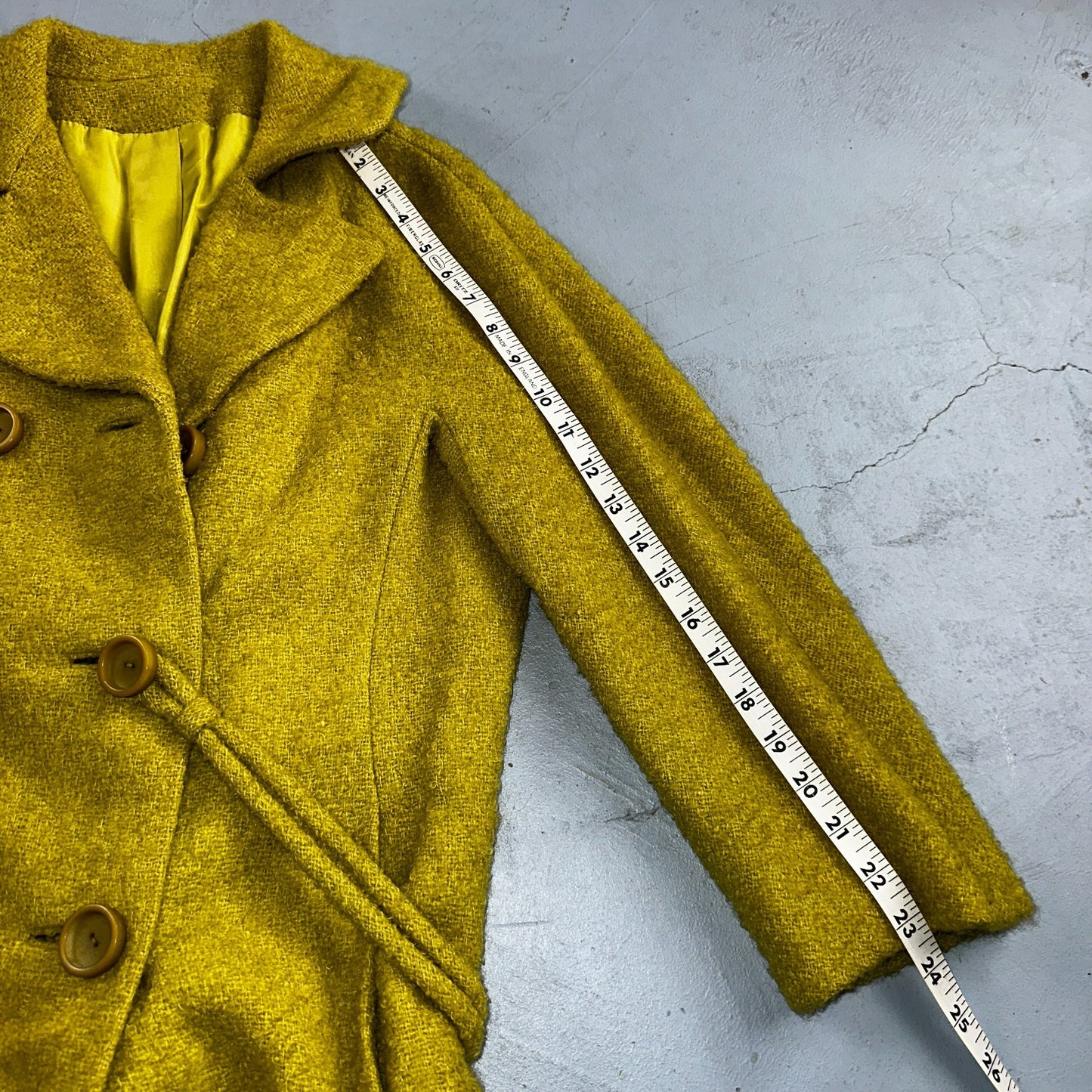 Vintage 60s Green Tennis Wool Coat ILGWU Union Mod Double Breasted Rockabilly