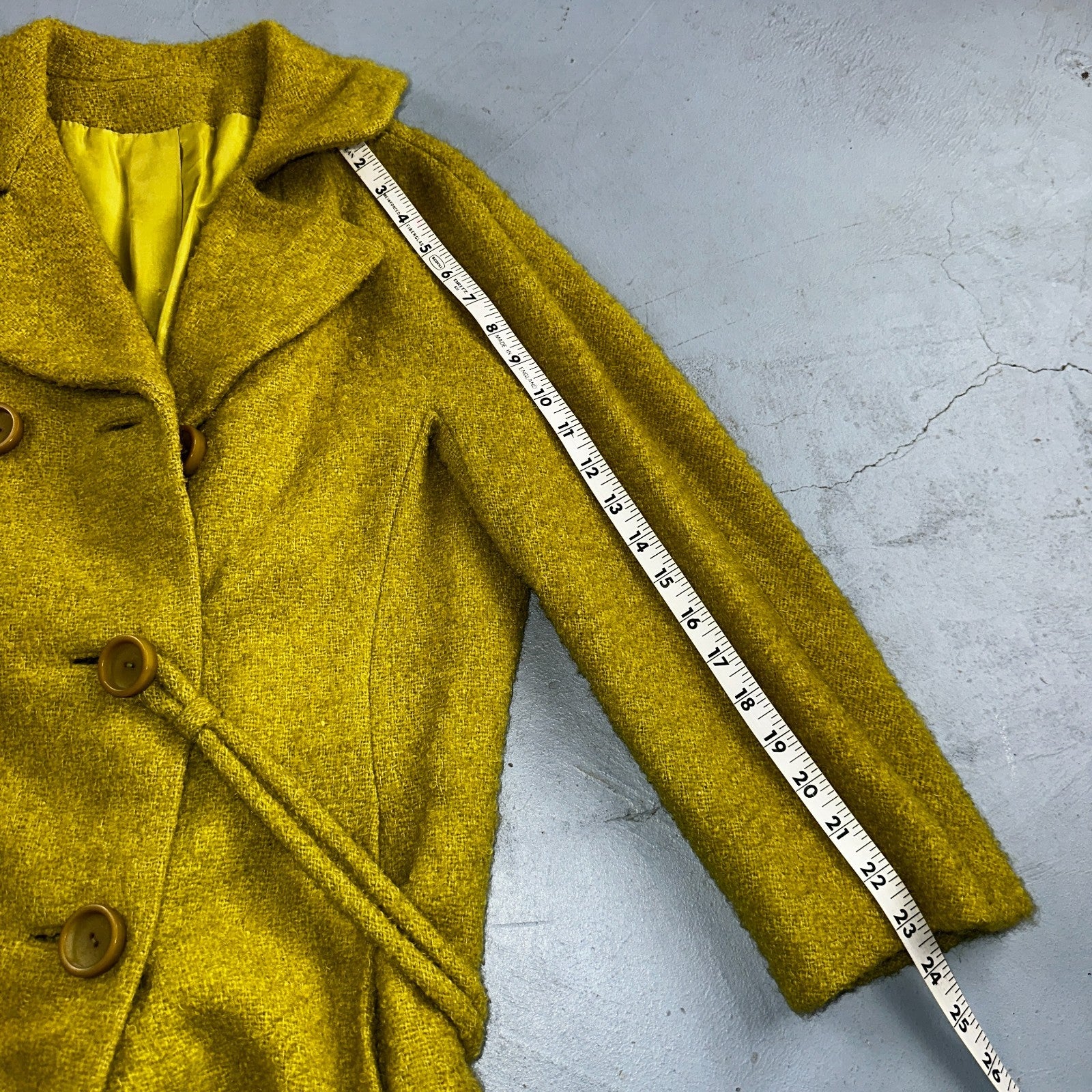 Vintage 60s Green Tennis Wool Coat ILGWU Union Mod Double Breasted Rockabilly