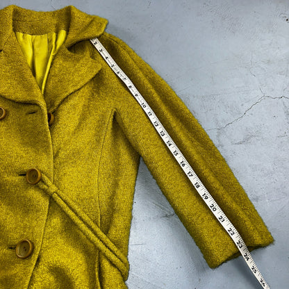 Vintage 60s Green Tennis Wool Coat ILGWU Union Mod Double Breasted Rockabilly