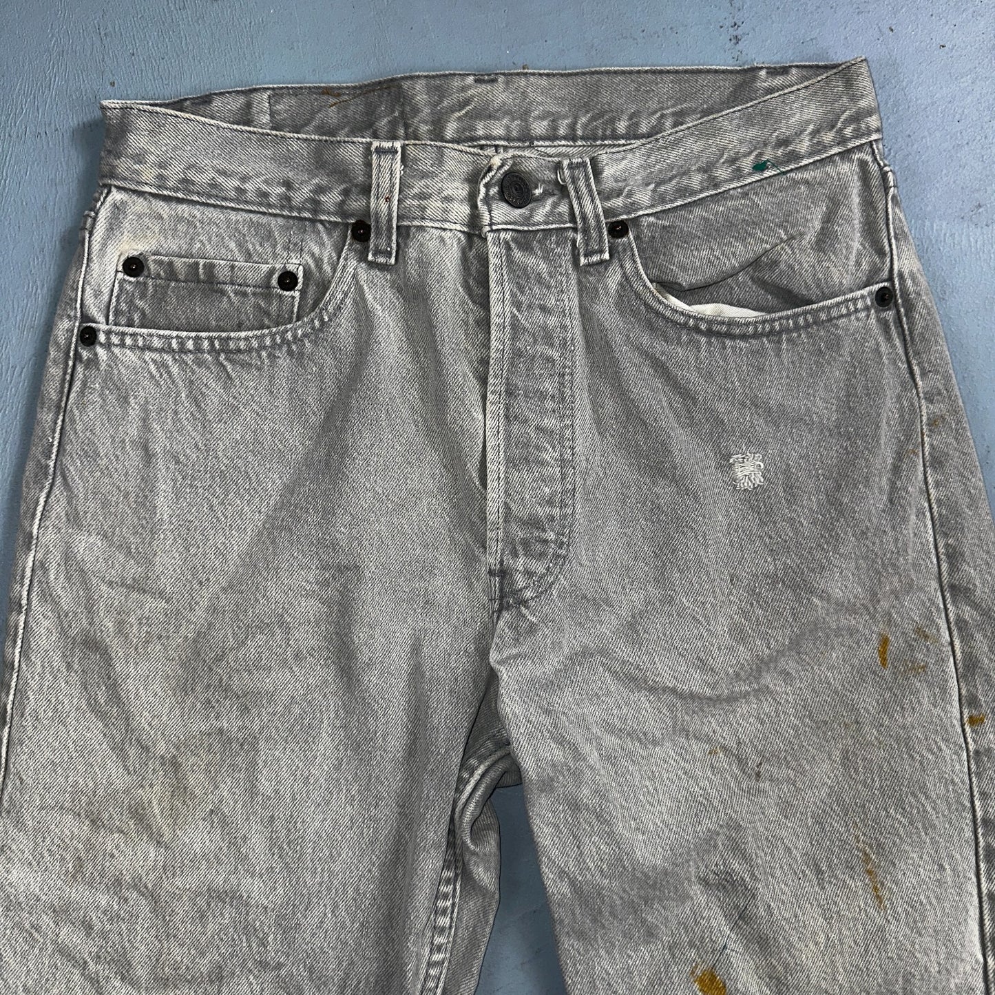 Levis 501 Vintage 80s USA XX Straight Leg Jeans Gray Acid Wash 31x32 Act 29x30