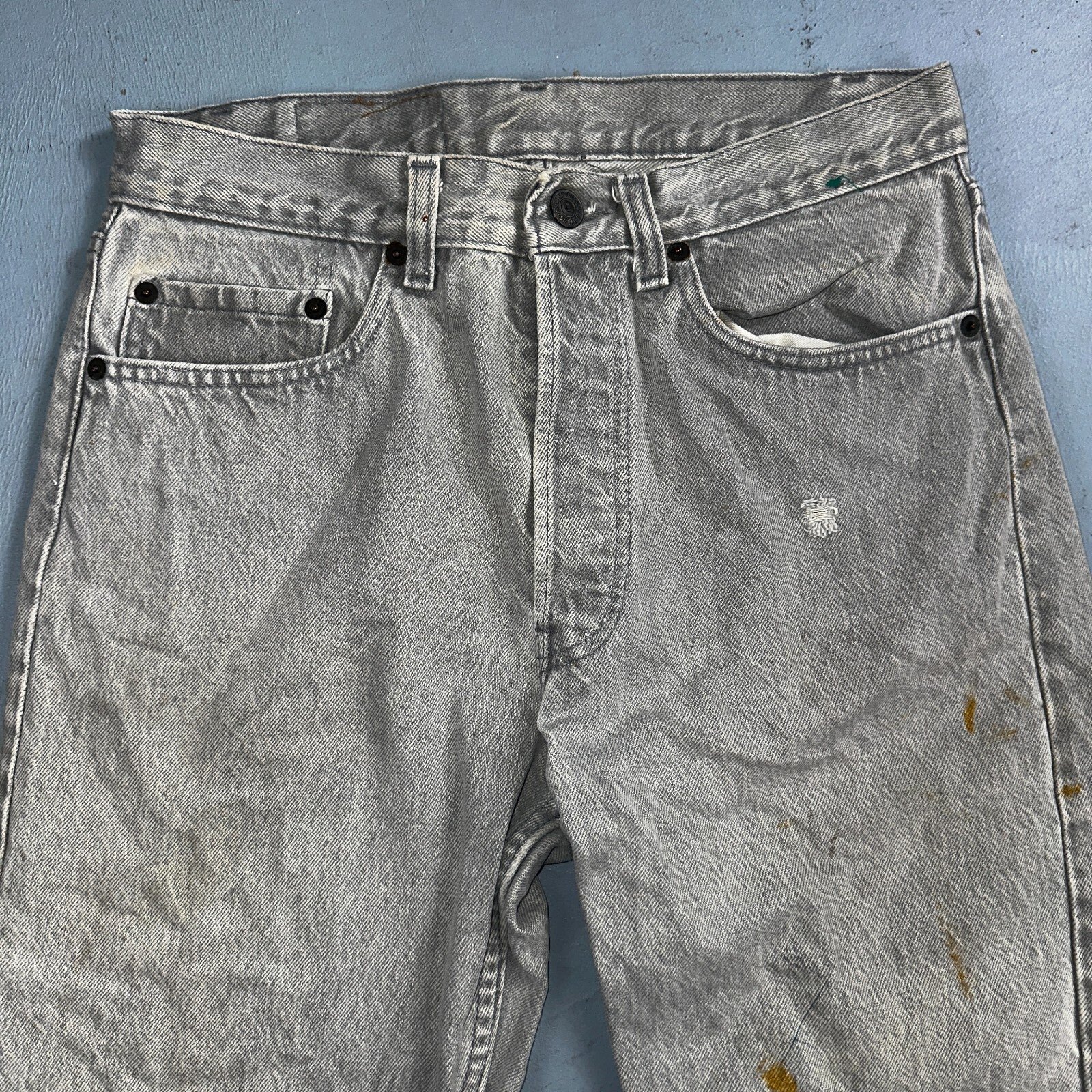 Levis 501 Vintage 80s USA XX Straight Leg Jeans Gray Acid Wash 31x32 Act 29x30