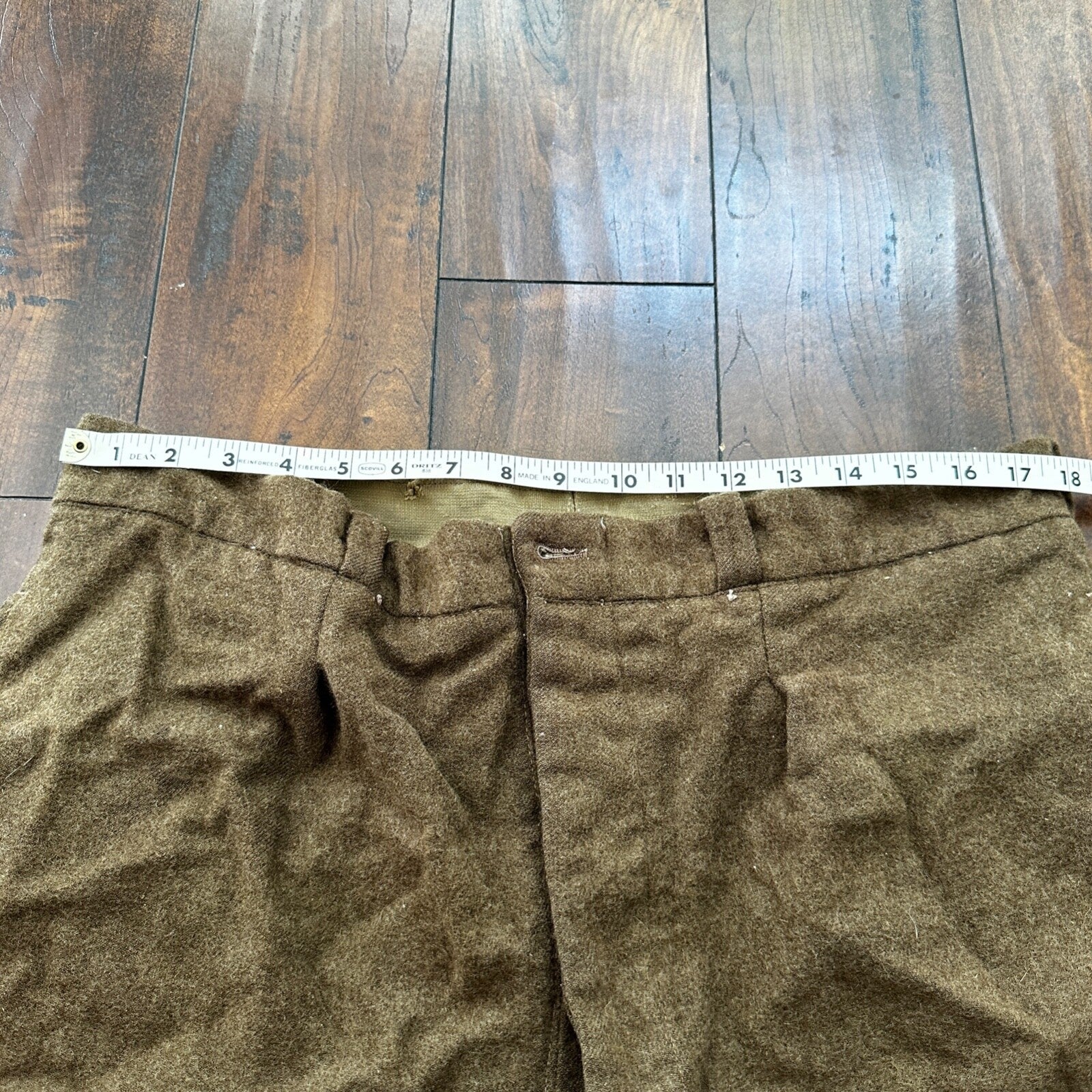 WWII Army Wool Field Trousers 35x28 Cold Weather Green 1940s 40s Destroyed USMC