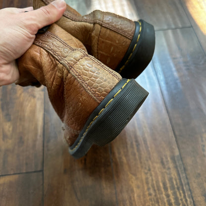 Dr. Martens Pascal Croc Brown Leather Lace-up Boots Women’s Size 6 HEAVY USED