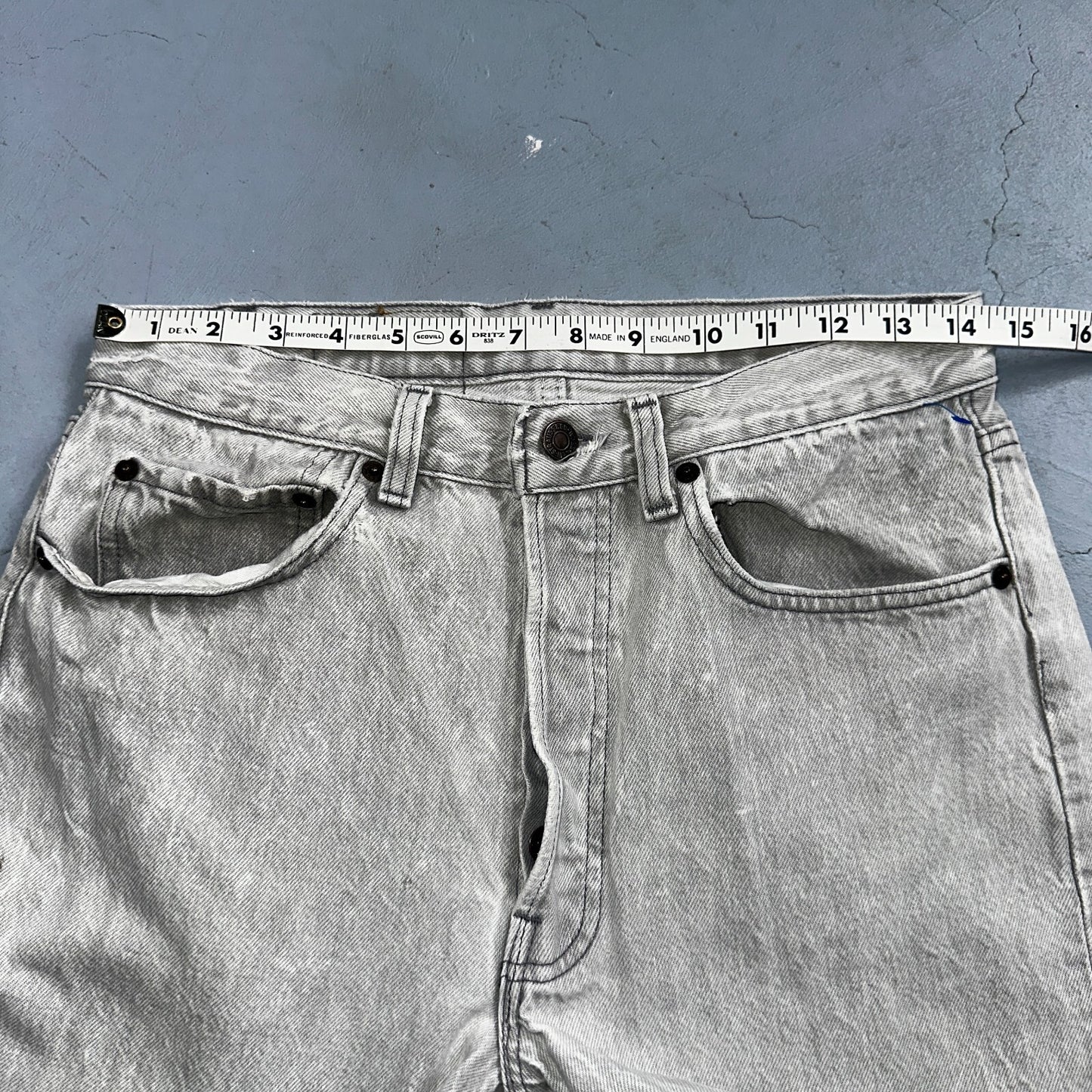 Levis 501 Vintage 90s USA XX Straight Leg Jeans Gray Light Wash 31x34 Act 29x32