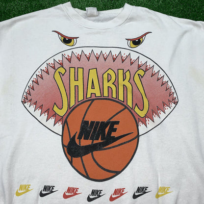 Nike Vintage Sweatshirt Mens T Shirt Sharks Crewneck AOP Basketball Jordan RARE