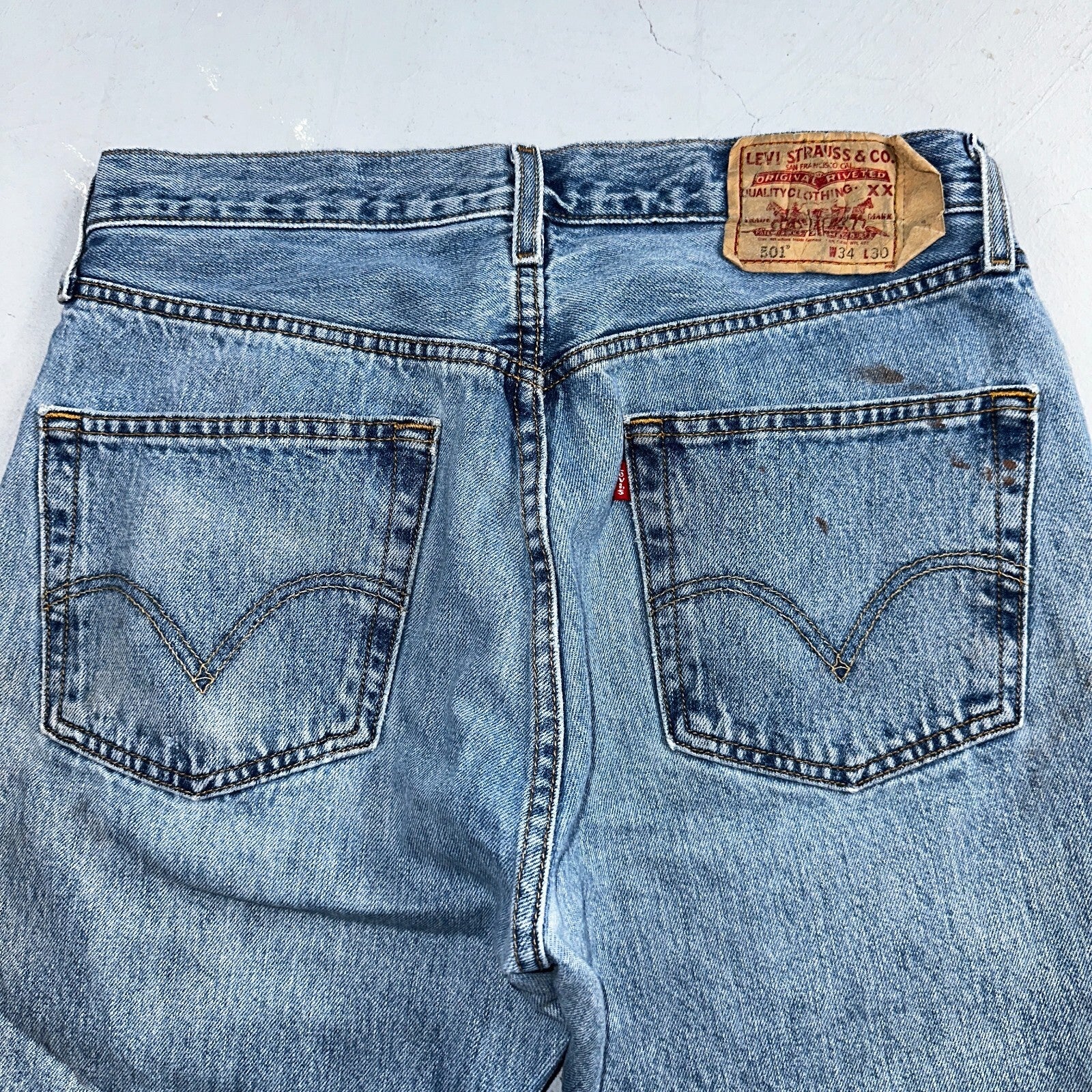 Levis 501 Vintage Y2K XX Straight Leg Jeans Blue Med Wash 34x30 Act 32x28