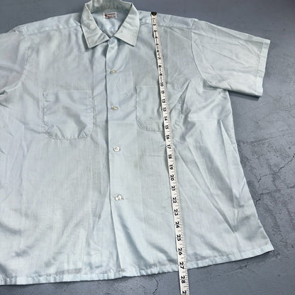 Vtg 50s 60s Penneys Towncraft Loop Collar Shirt Mens L Blue Simple Light Camp