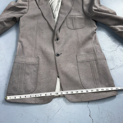 VTG Mens Suit 38 Jacket Sport Coat Rockabilly 60s 70s Suede Gray Disco The Knack