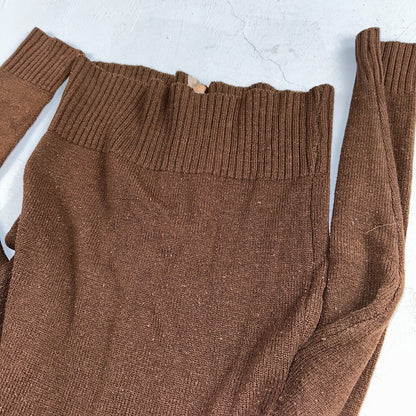 Vtg 70s Sears JR Hoodie Chunky Zip Up Sweater Brown Women's L 1970s Junior