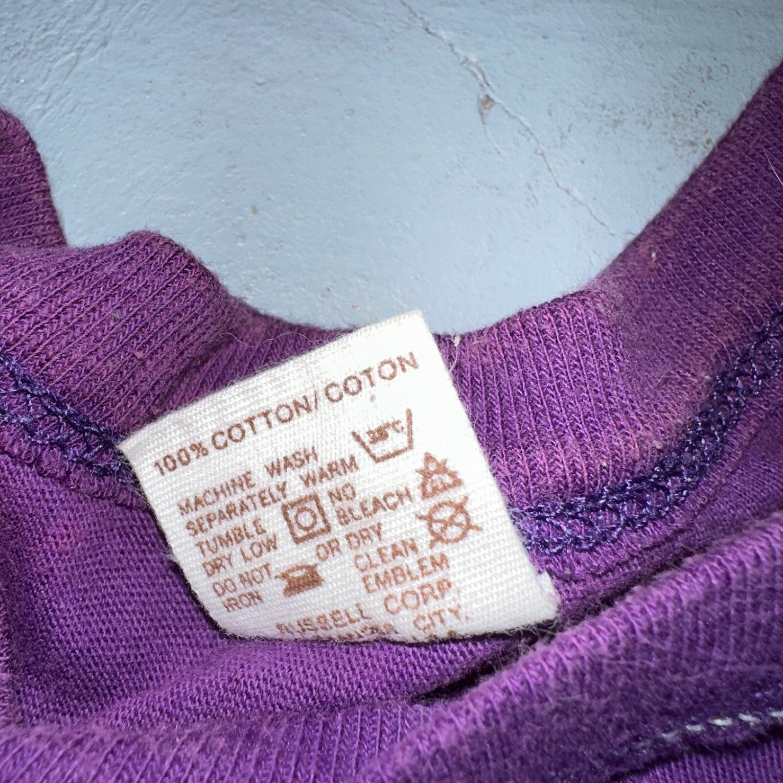 Russell Athletic 70s Purple Blank VTG T Shirt Football Cotton XL Stained 1970s