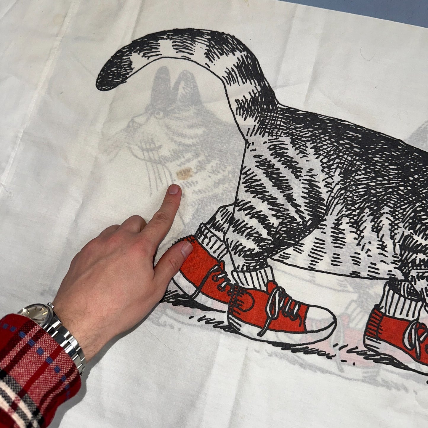 Vintage Burlington B KLIBAN CAT with red Sneakers Standard Pillowcase USA