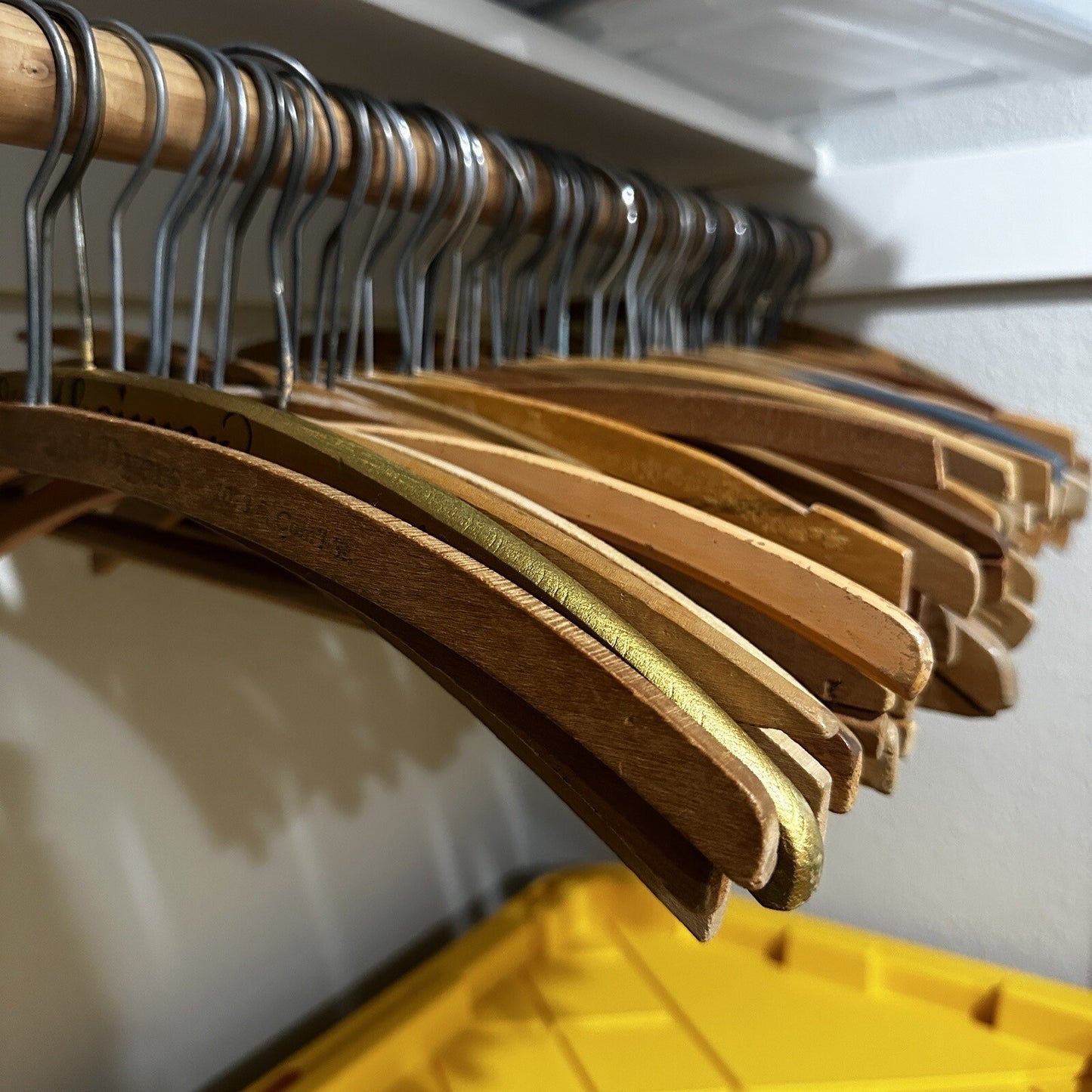 Vintage USA Wood Clothing Hangers Ads Dry Cleaners Laundry 1940s-60s ONLY ONE!