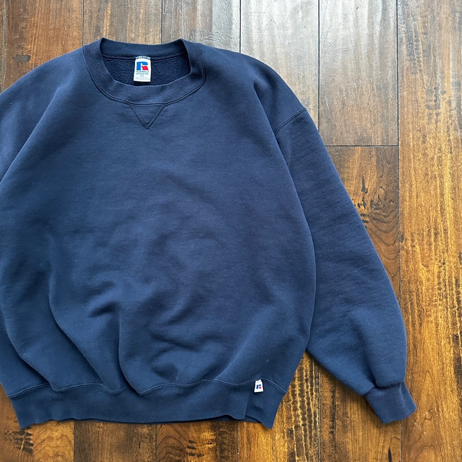 Vintage Russell Athletic Sweatshirt Navy Blue 2XL 90s Kanye V USA Basic Clean