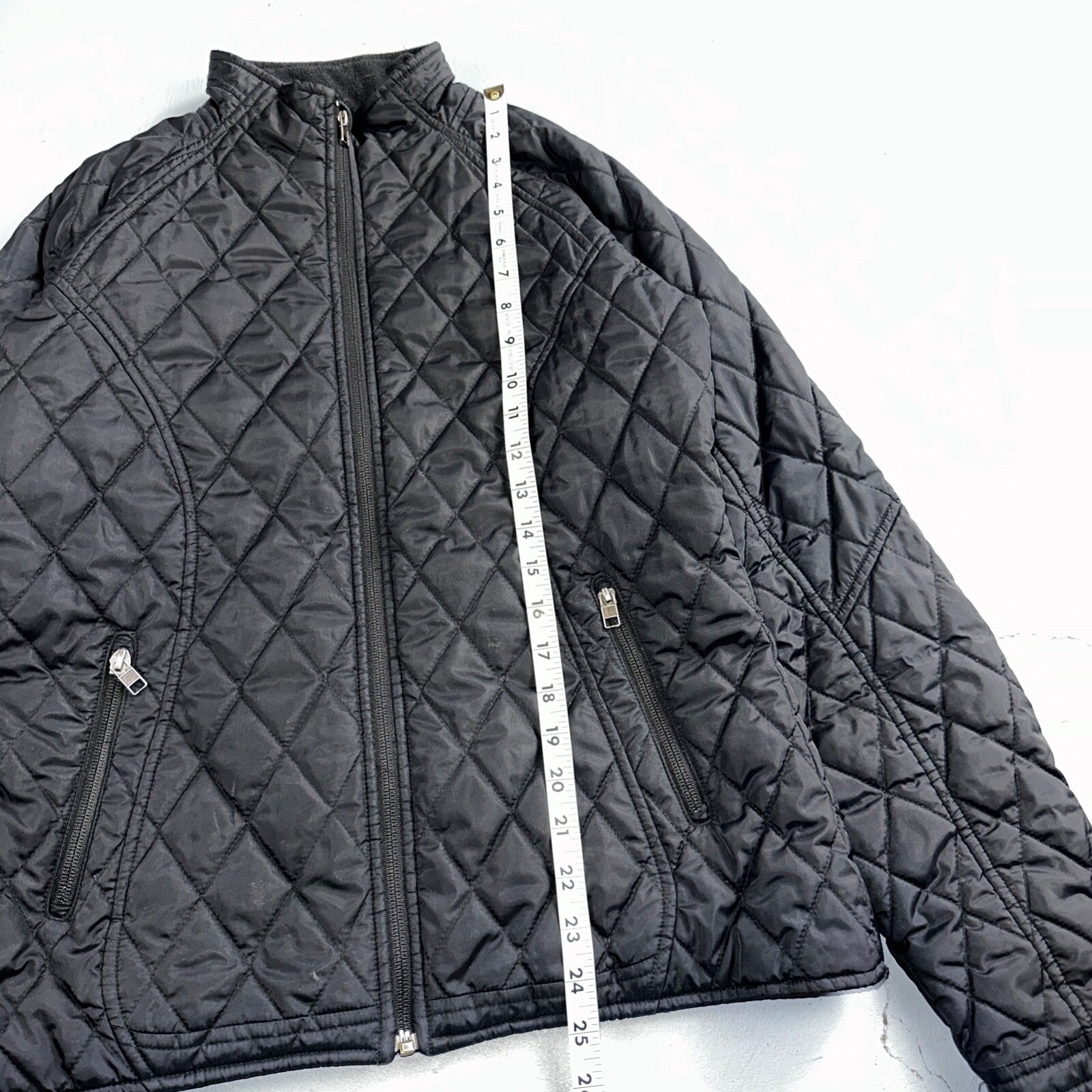 Nike Jacket VTG Womens M Black Quilted Full Zip Mock Neck Pockets Y2K 2000s