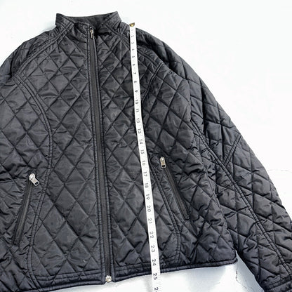 Nike Jacket VTG Womens M Black Quilted Full Zip Mock Neck Pockets Y2K 2000s