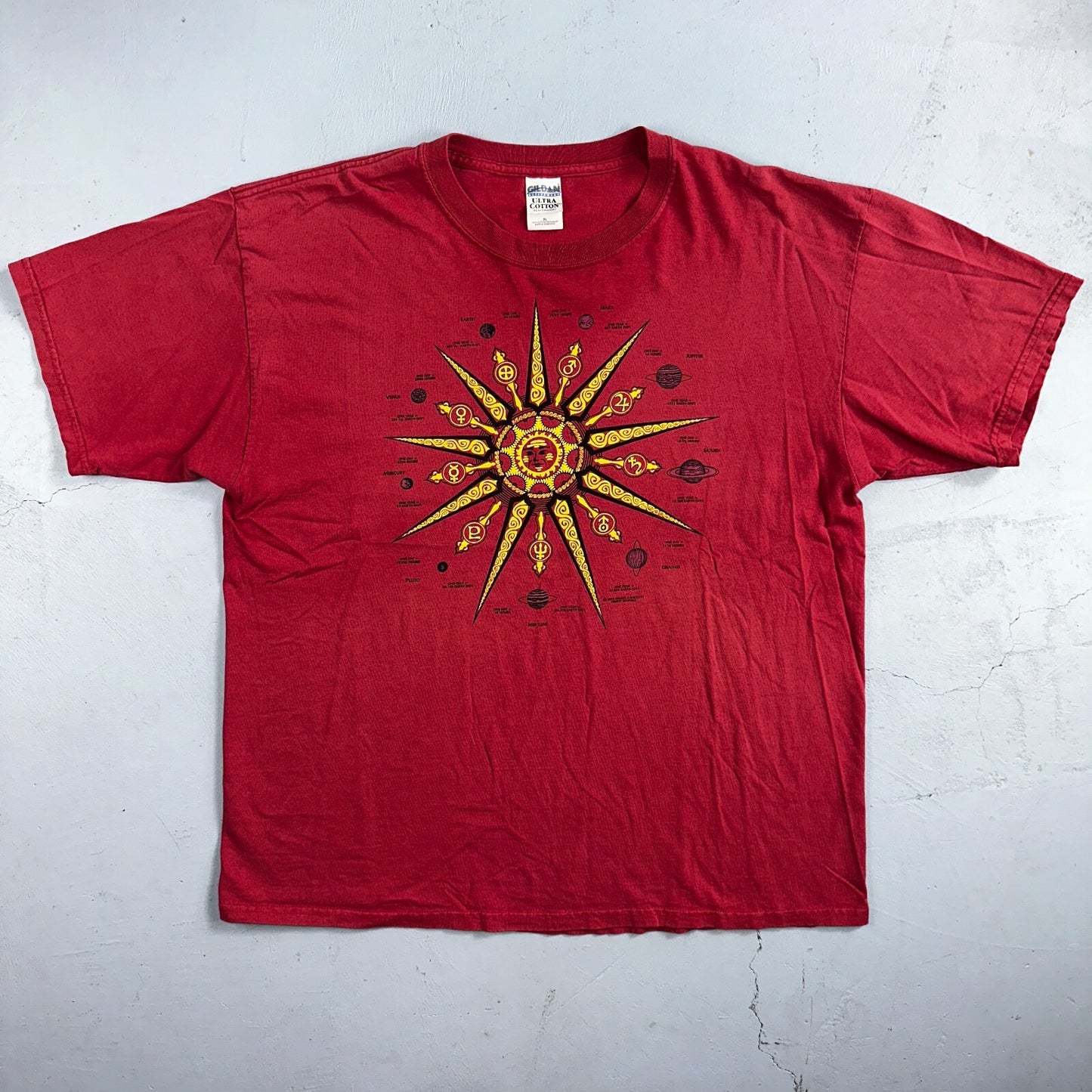 Planets Sun Solar System Y2K VTG T Shirt Hippie Science Tune World Nature Love