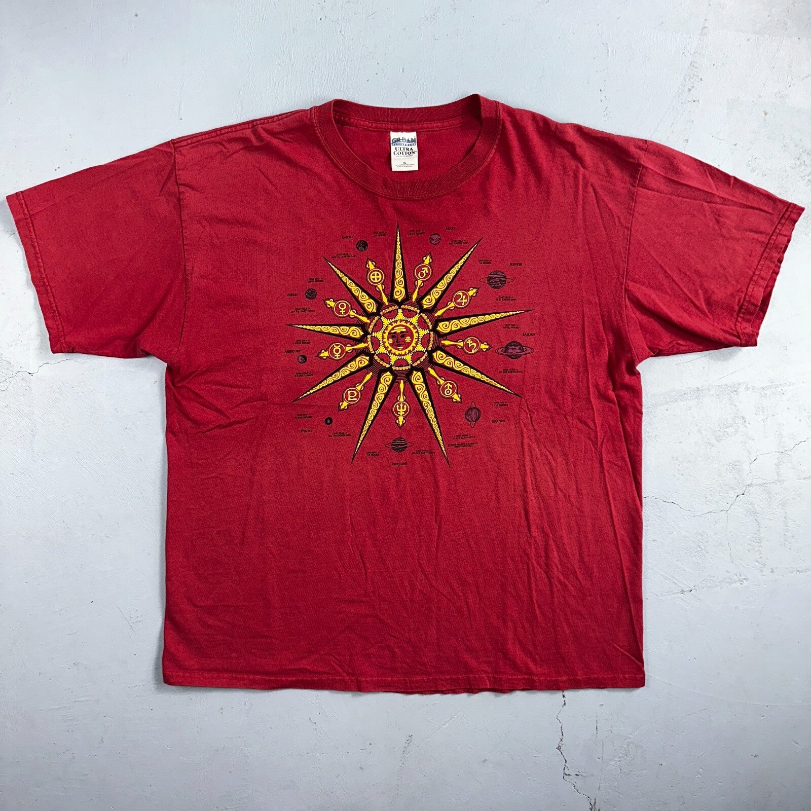 Planets Sun Solar System Y2K VTG T Shirt Hippie Science Tune World Nature Love