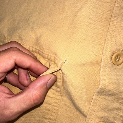 Vintage LL Bean Chamois Cloth Flannel Shirt Mens L Tall Yellow Made in USA 90s