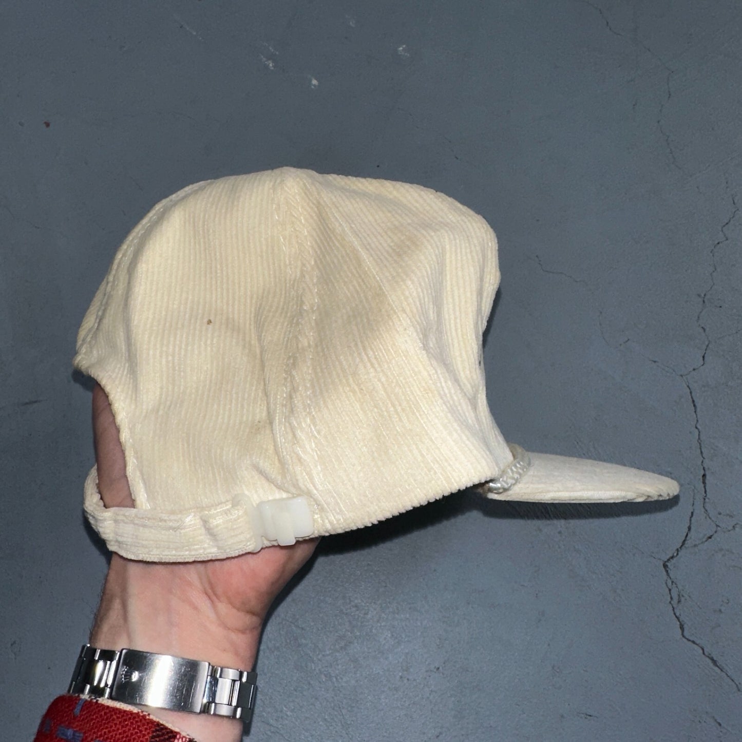 Excellence In Service Corduroy VTG Hat Cap Snapback White Otto Flame Water Vag