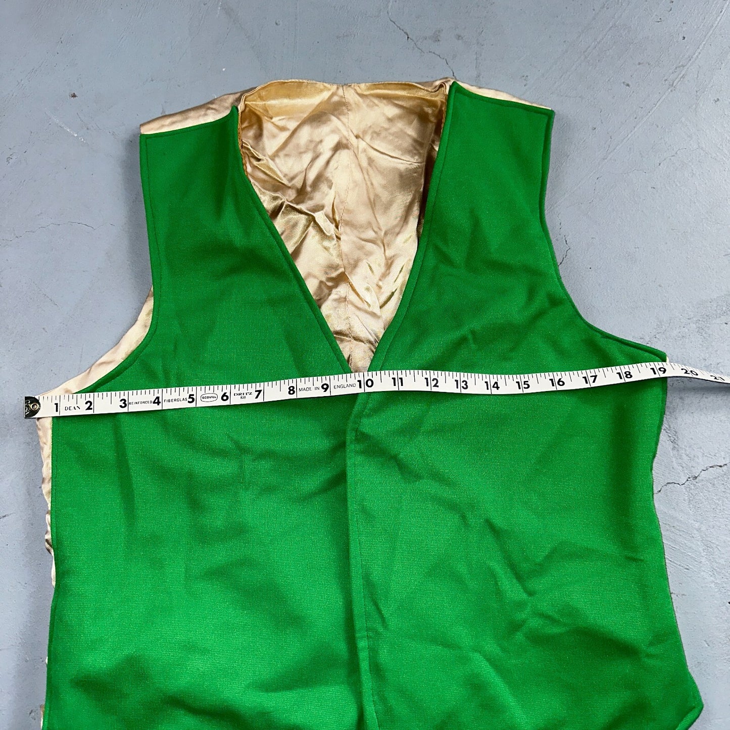 Vintage Buckle Back Vest Mens Green Waistcoat Size S 1940s 1950s 1960s Antique
