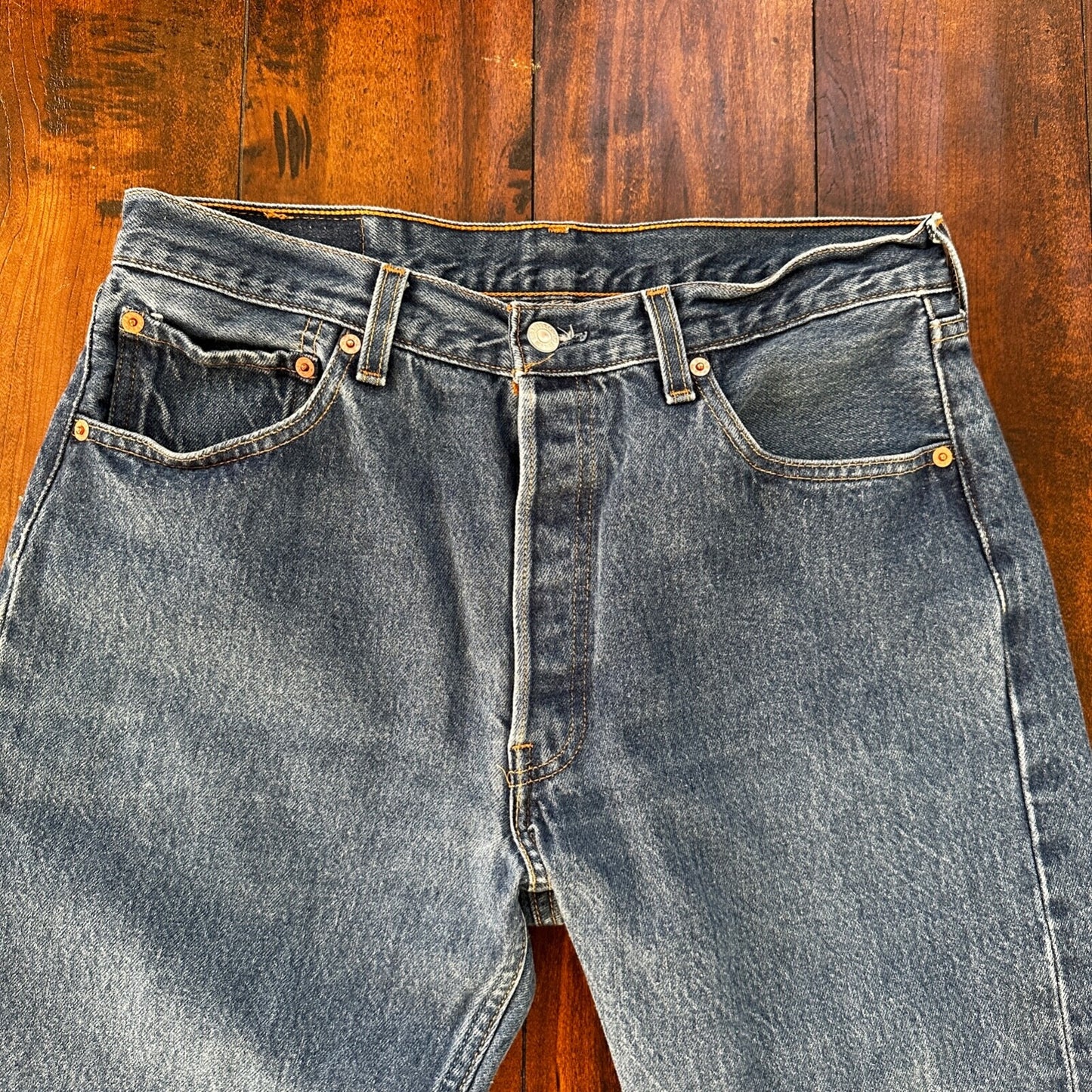 VTG Levis 501 XX Button Fly 90s USA Jeans Denim Straight Capri 34x30 Act 30x24