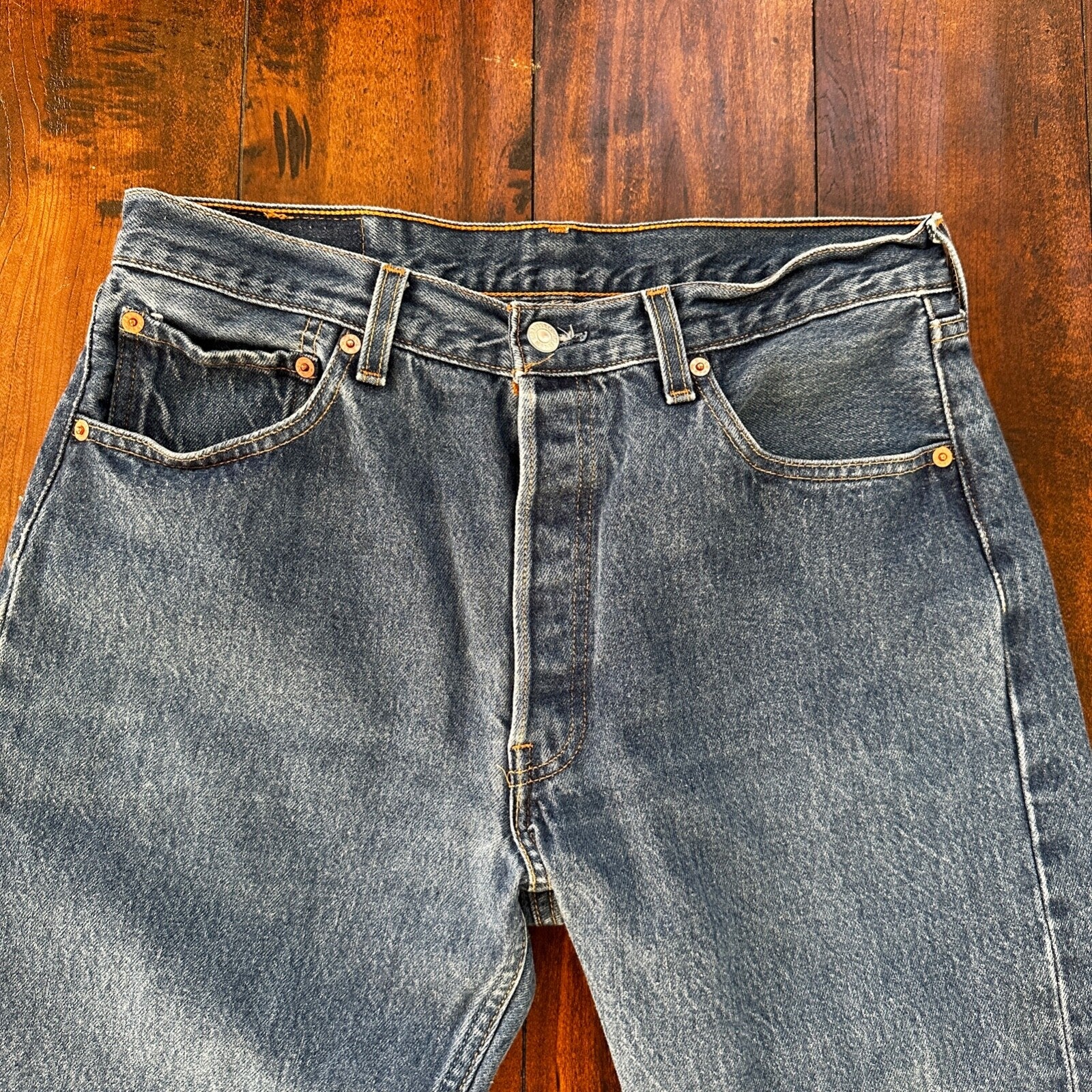 VTG Levis 501 XX Button Fly 90s USA Jeans Denim Straight Capri 34x30 Act 30x24