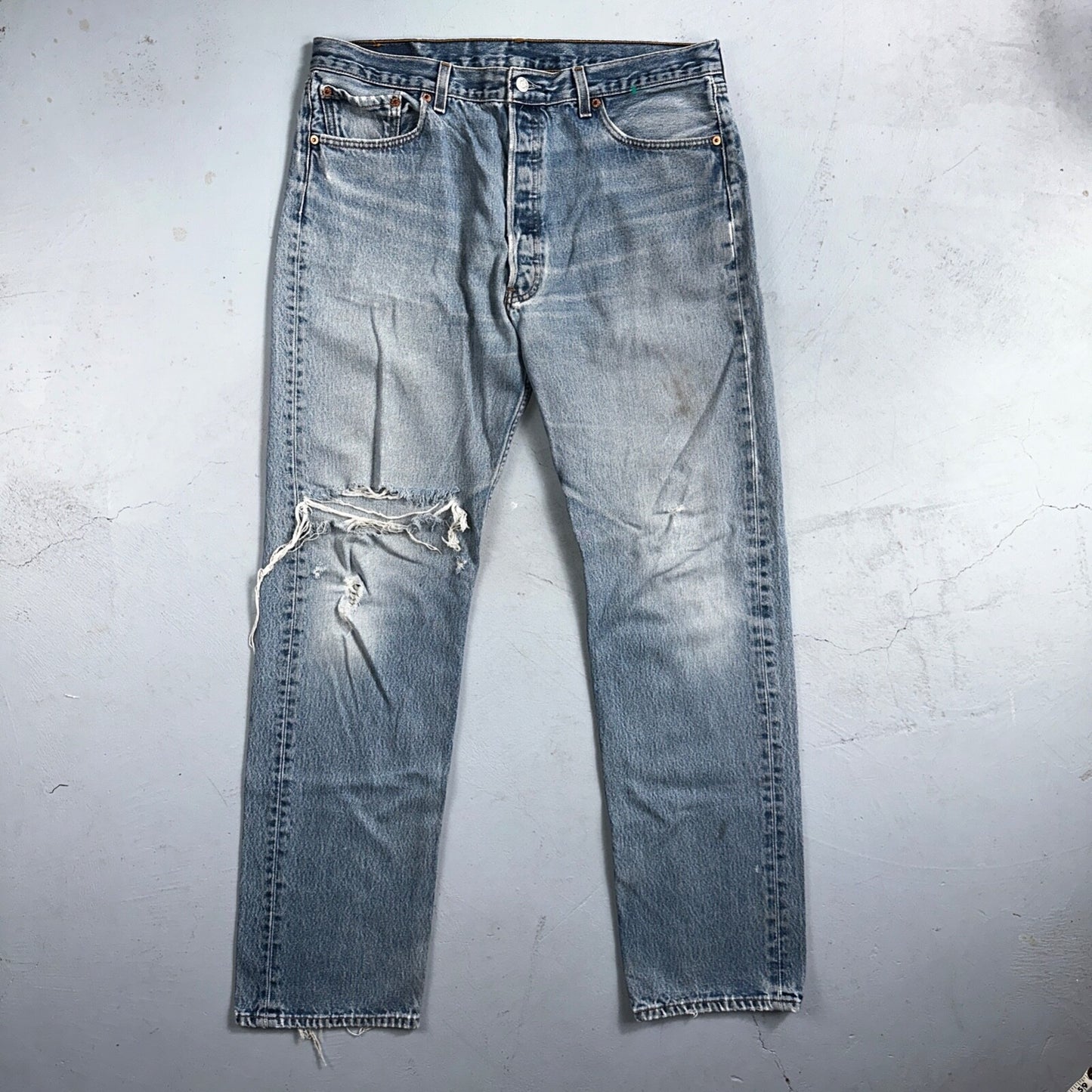 Levis 501 Vintage 90s XX Straight Leg Mexico Jeans 38x34 Light Wash Act 35x31
