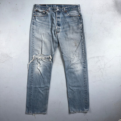 Levis 501 Vintage 90s XX Straight Leg Mexico Jeans 38x34 Light Wash Act 35x31