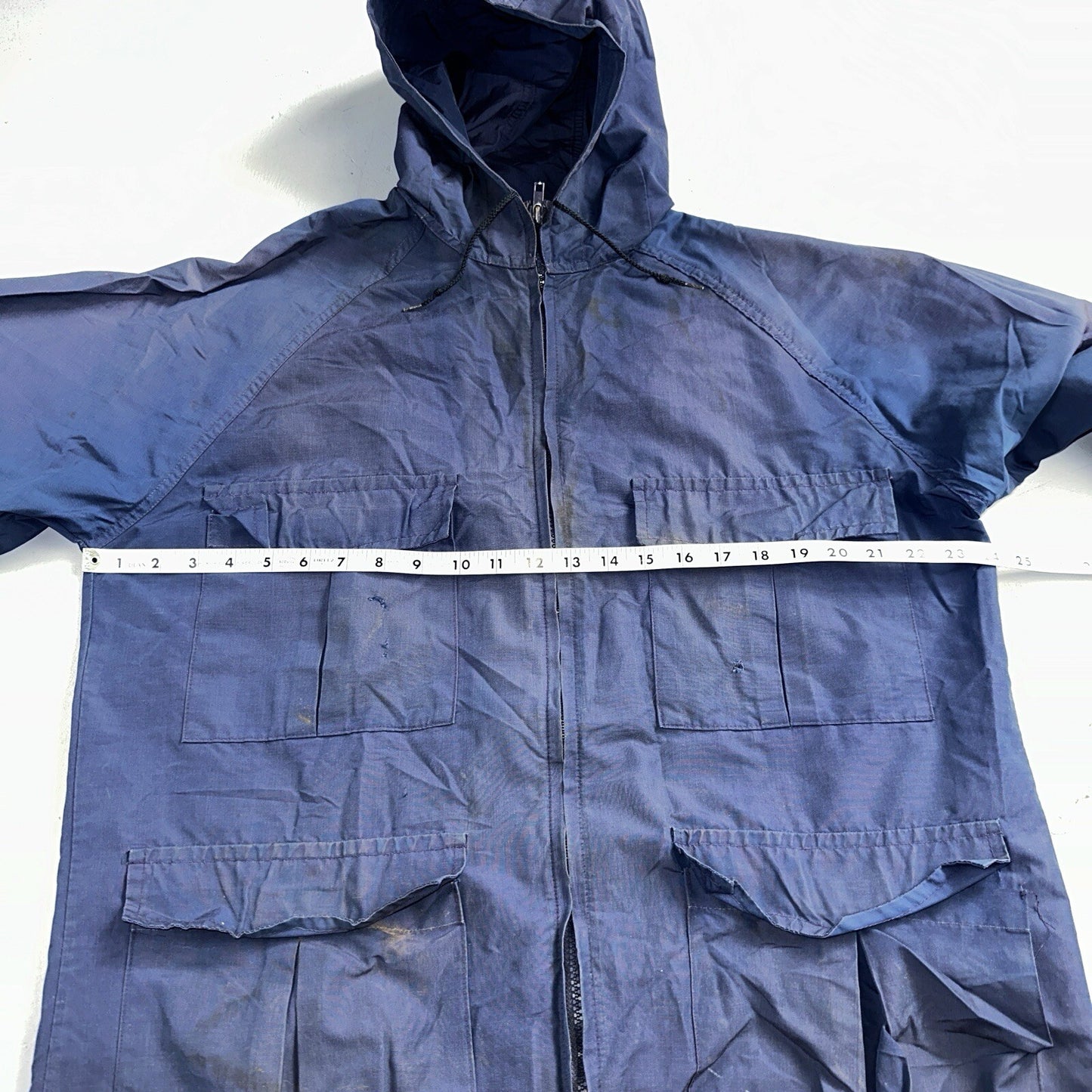 Eddie Bauer VTG Hooded Barn Jacket S Blue Cotton Chore Coat Track Hiking 90s