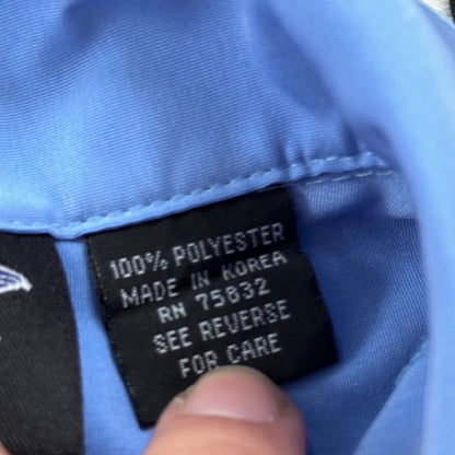 VTG Y2K Silver Point Blue Tribal Button Down Shirt Size L 1980s Ricky Trailer